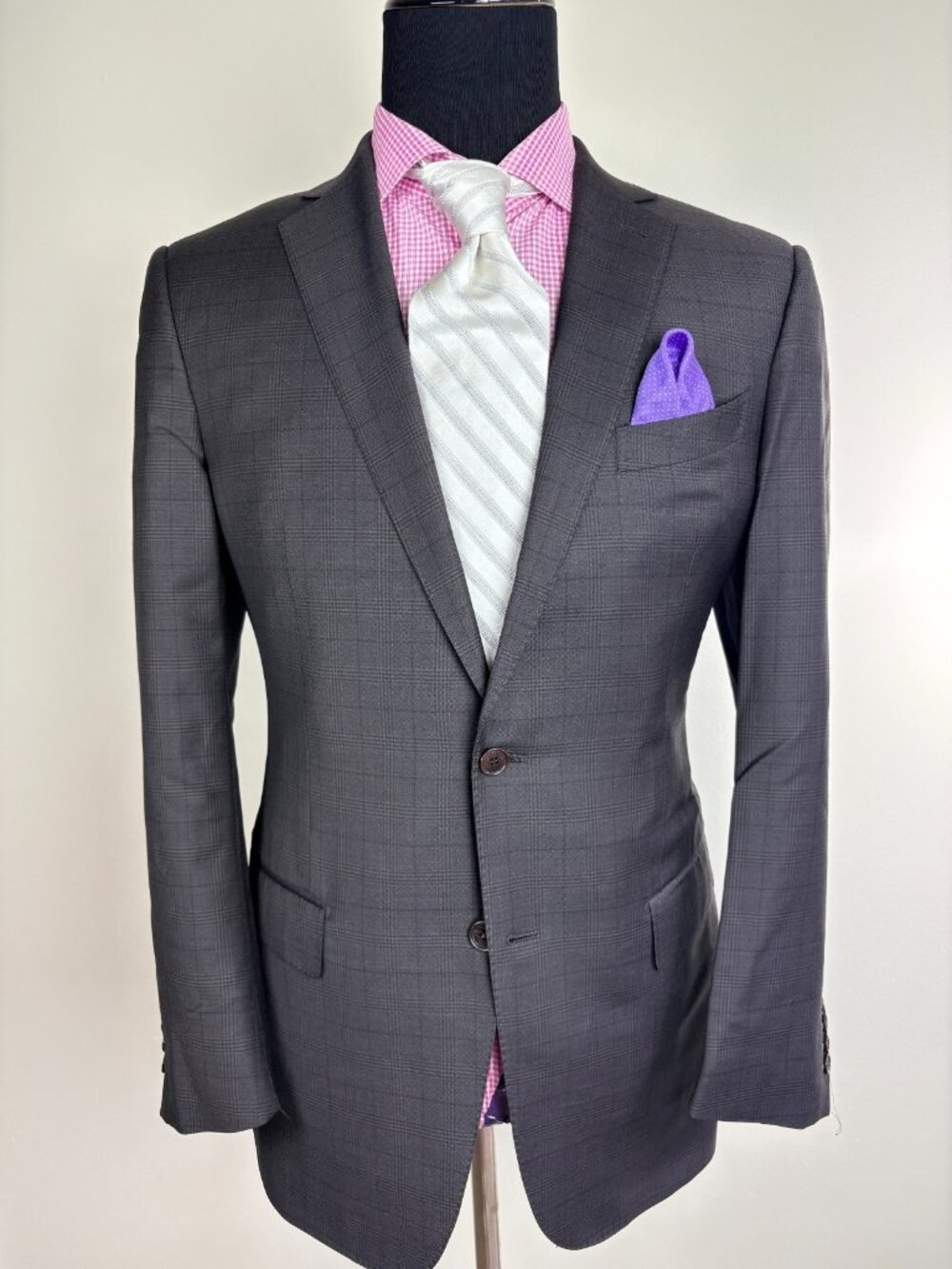$2895 Ermenegildo ZEGNA Trofeo Gray Glenplaid 2-Button Sport Jacket 42 L / R e52